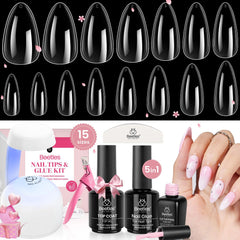 Beetles Gel Nail Kit with clear almond tips for versatile DIY extensions