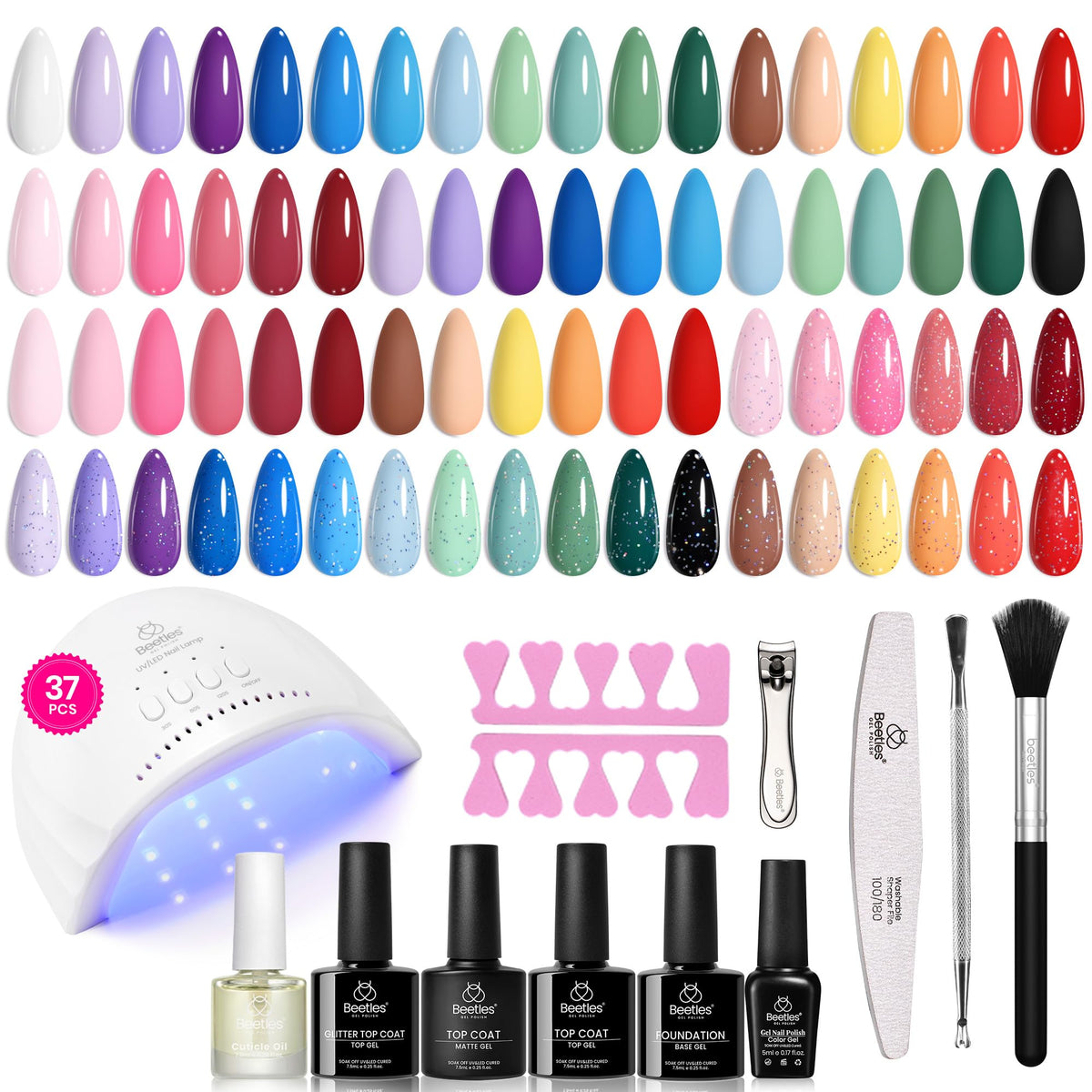 Beetles Gel Nail Kit color palette swatches for at-home manicure ideas