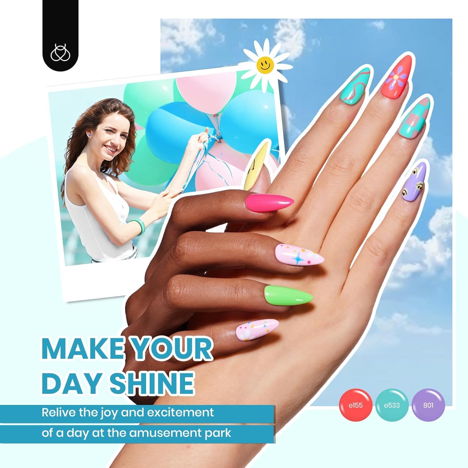 Beetles finished manicure on nails showcases glossy, salon-like shine.