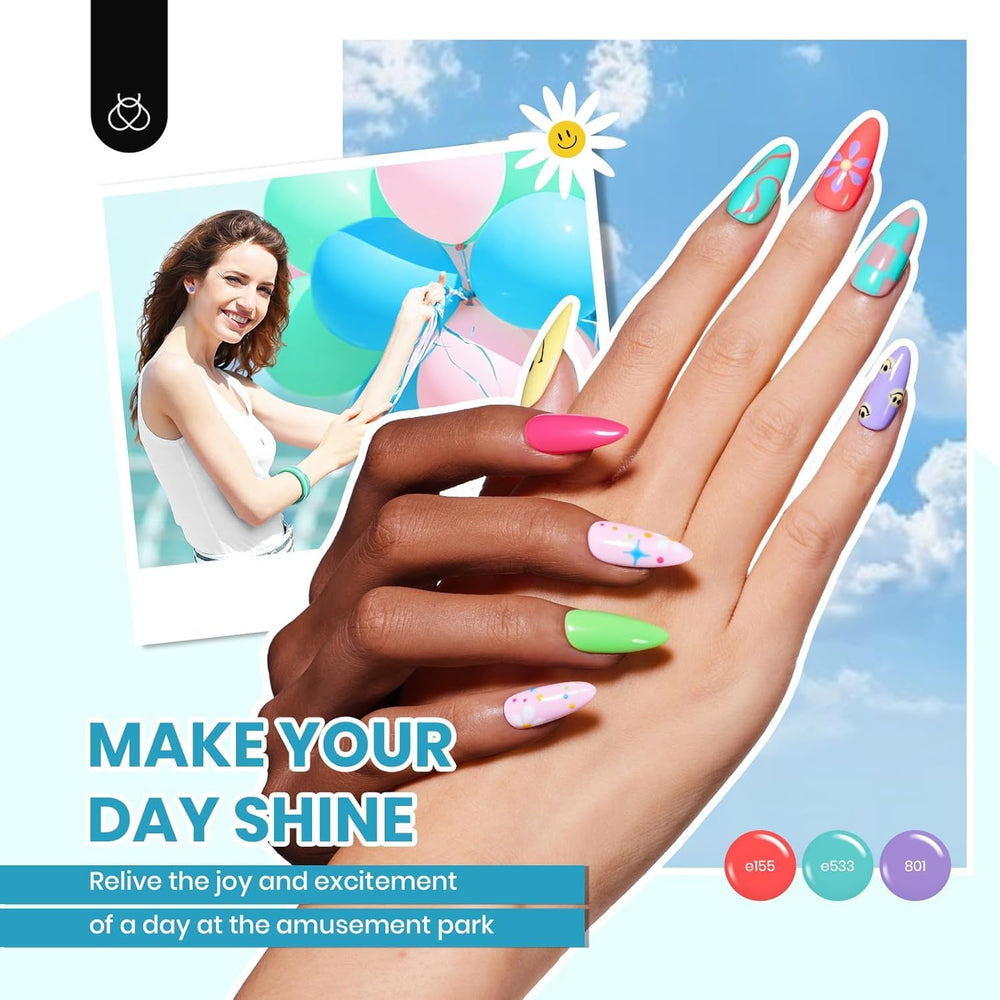 Beetles finished manicure on nails showcases glossy, salon-like shine.