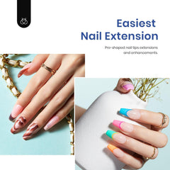 Beetles Gel Nail Kit Medium Coffin Tips with thin edge for comfortable wear.