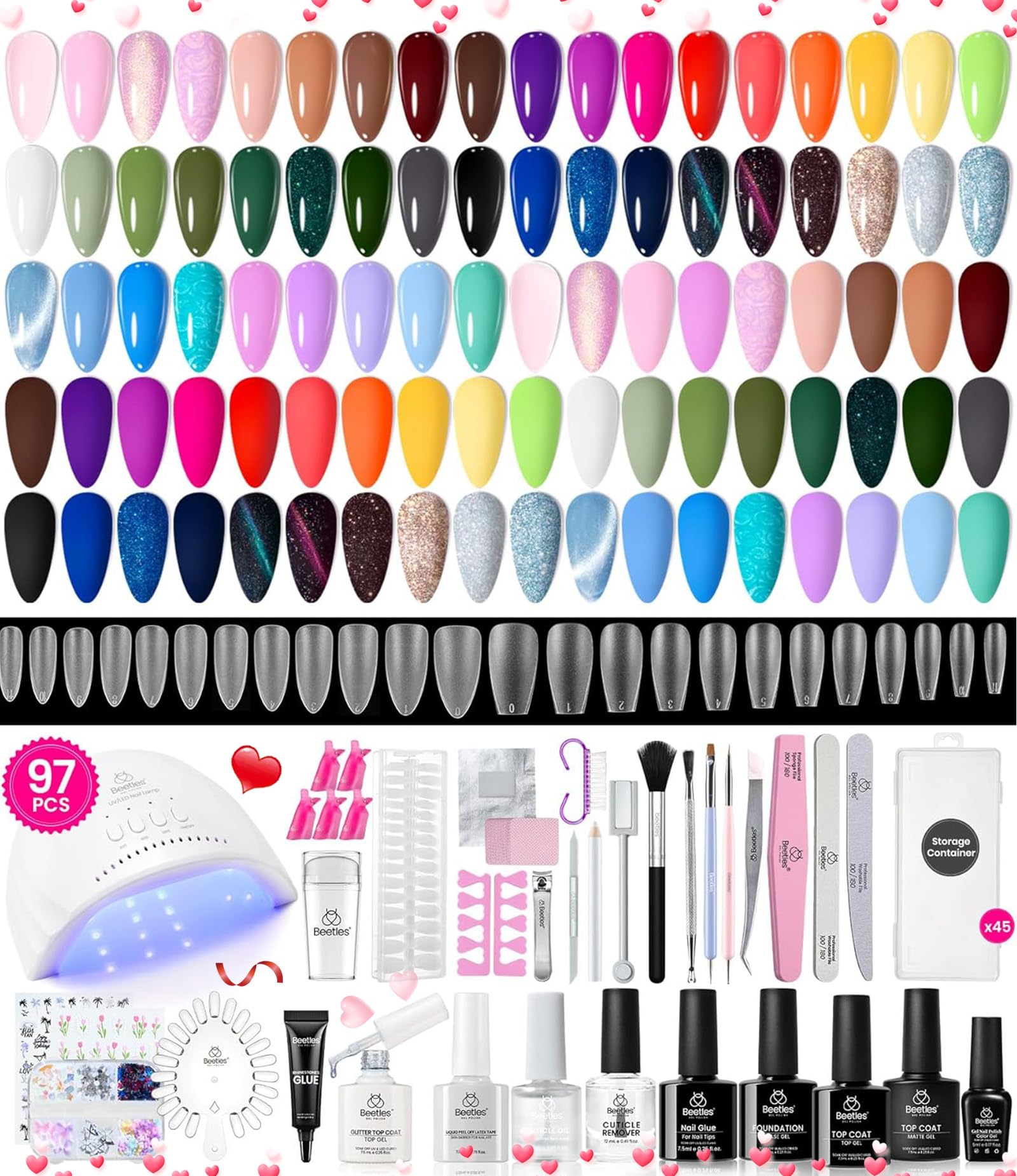 Beetles gel nail kit travel-uv lamp setup for quick salon-like results at home.