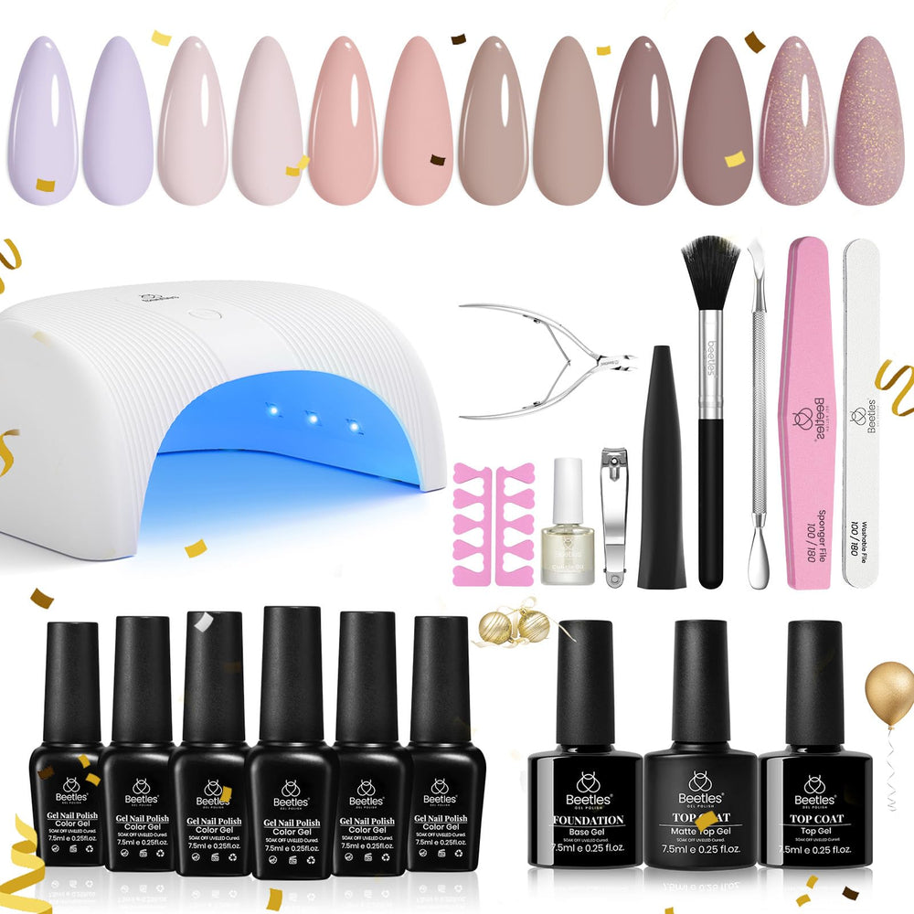 Beetles gel nail kit with UV lamp for at-home manicure.