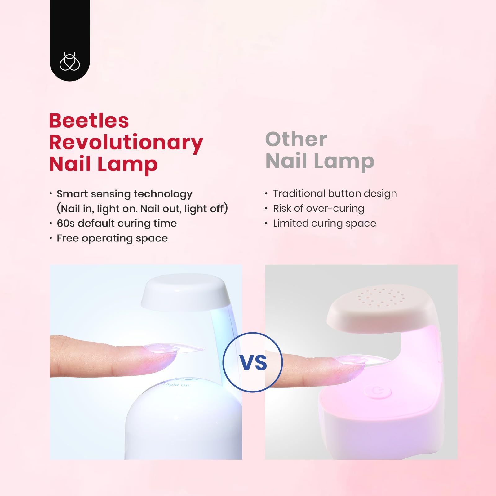 Beetles revolutionary nail lamp with USB cable for fast curing.