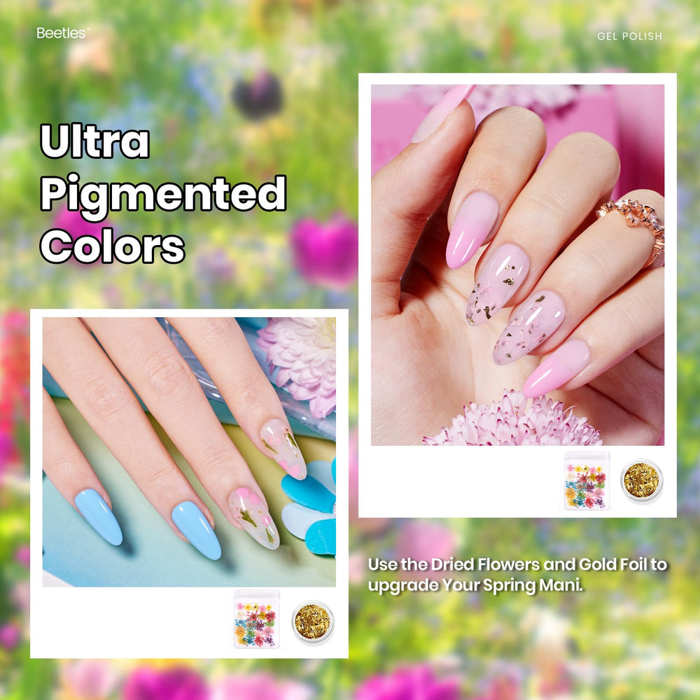Beetles Gel Nail Polish base coat with glossy top coat bottle offers durable shine.