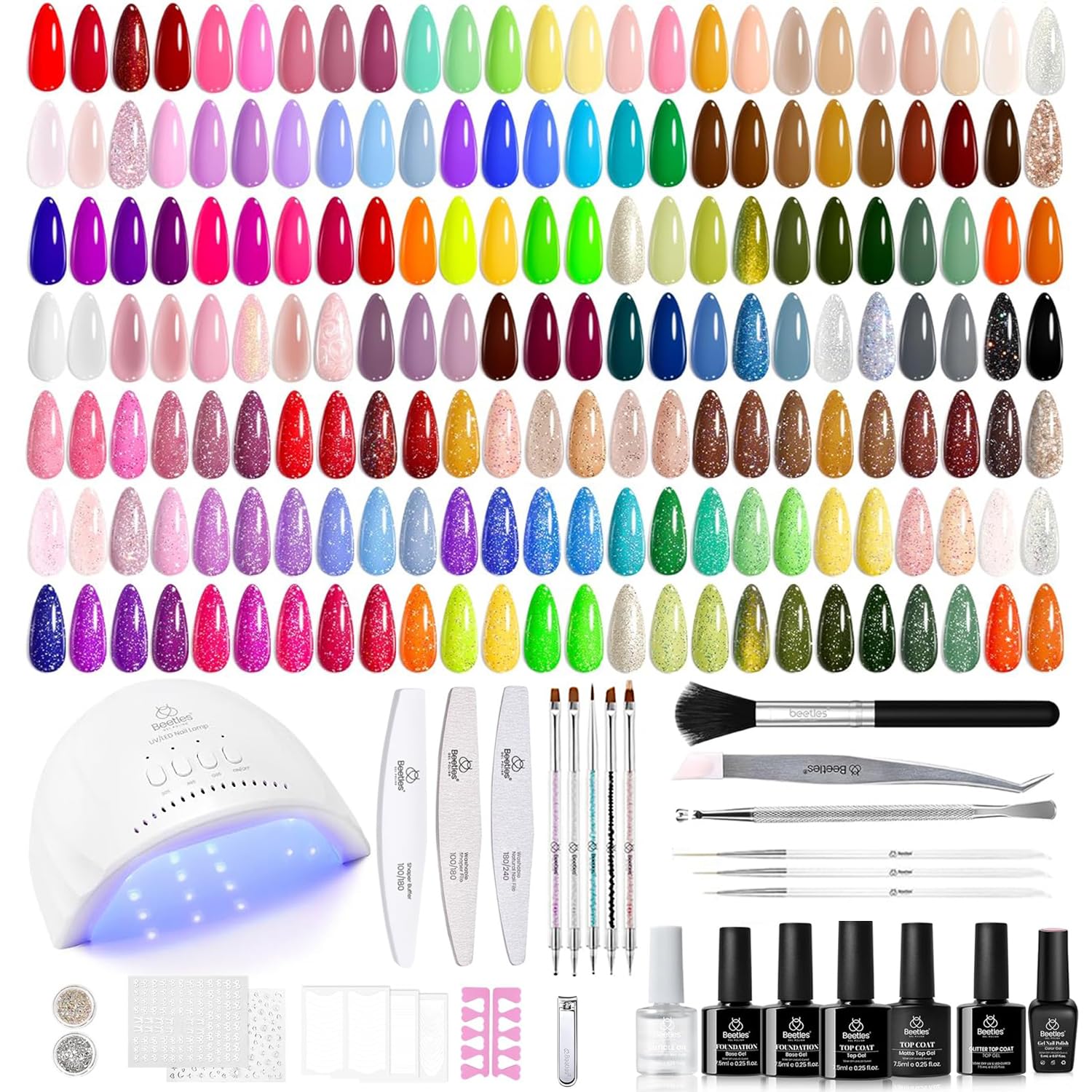Beetles Gel Nail Polish Kit color swatches for versatile seasonal styles.