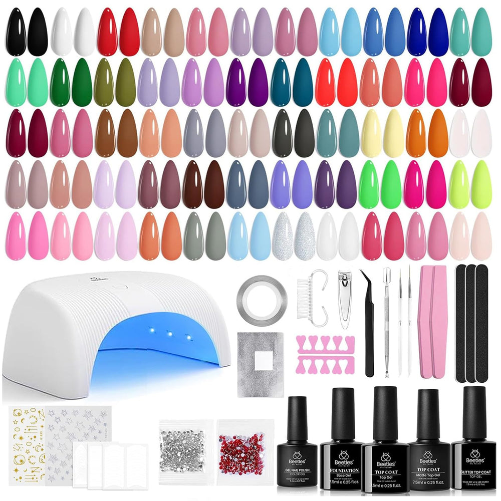 Beetles Gel Nail Polish Kit lamp in use for at-home salon results