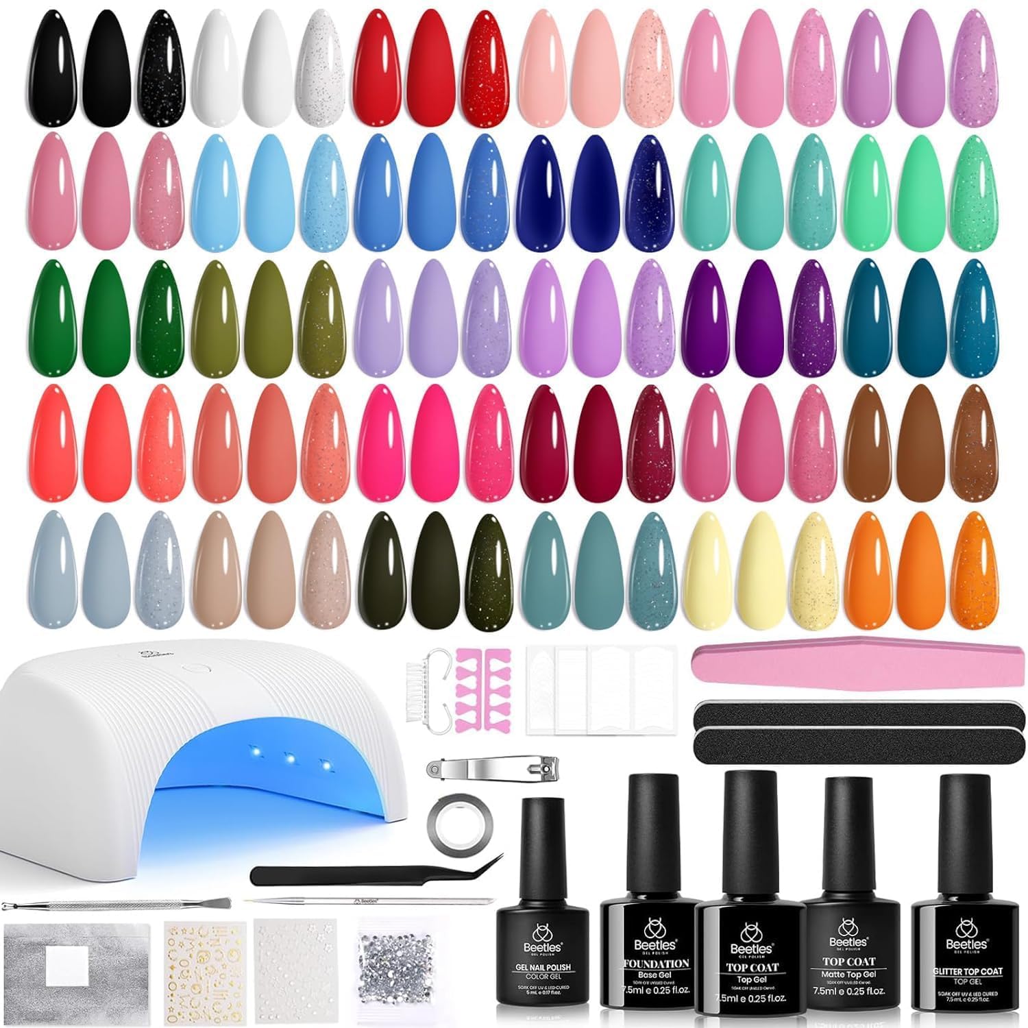 Beetles Gel Nail Polish Kit lamp enables even at-home curing for long-lasting shine