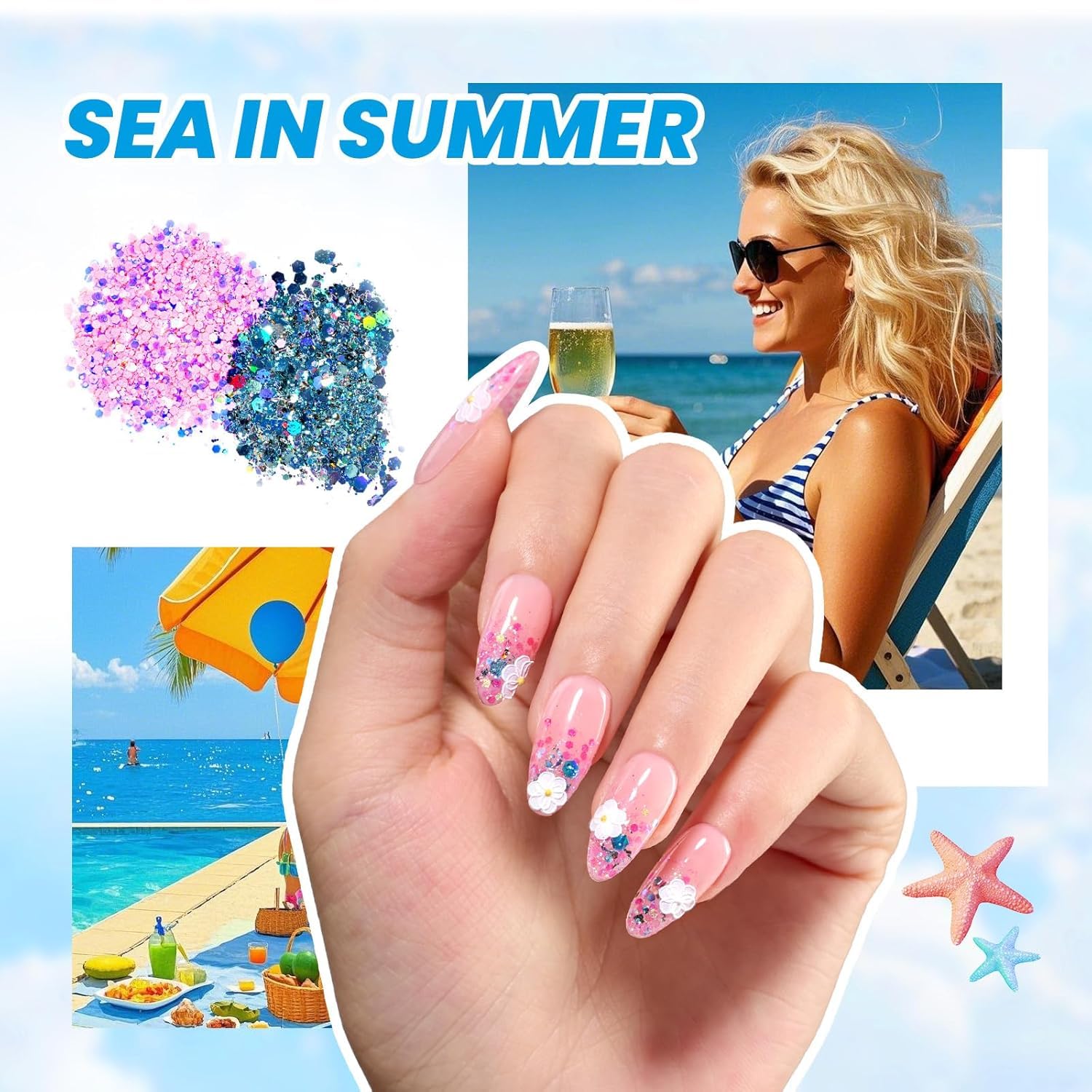Beetles Gel Nail Polish Kit press-on nail tips arranged for DIY designs