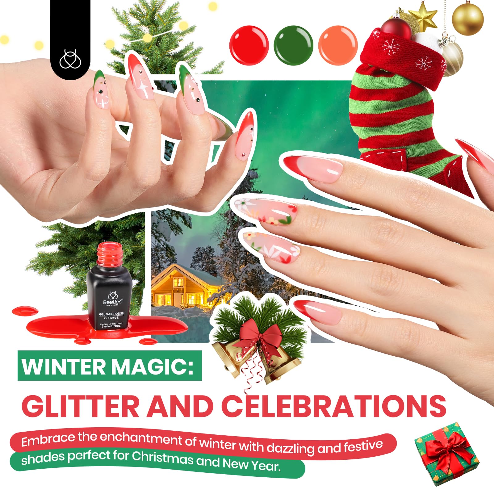 Beetles Gel Nail Polish Kit stickers and tools simplify at-home manicure art.
