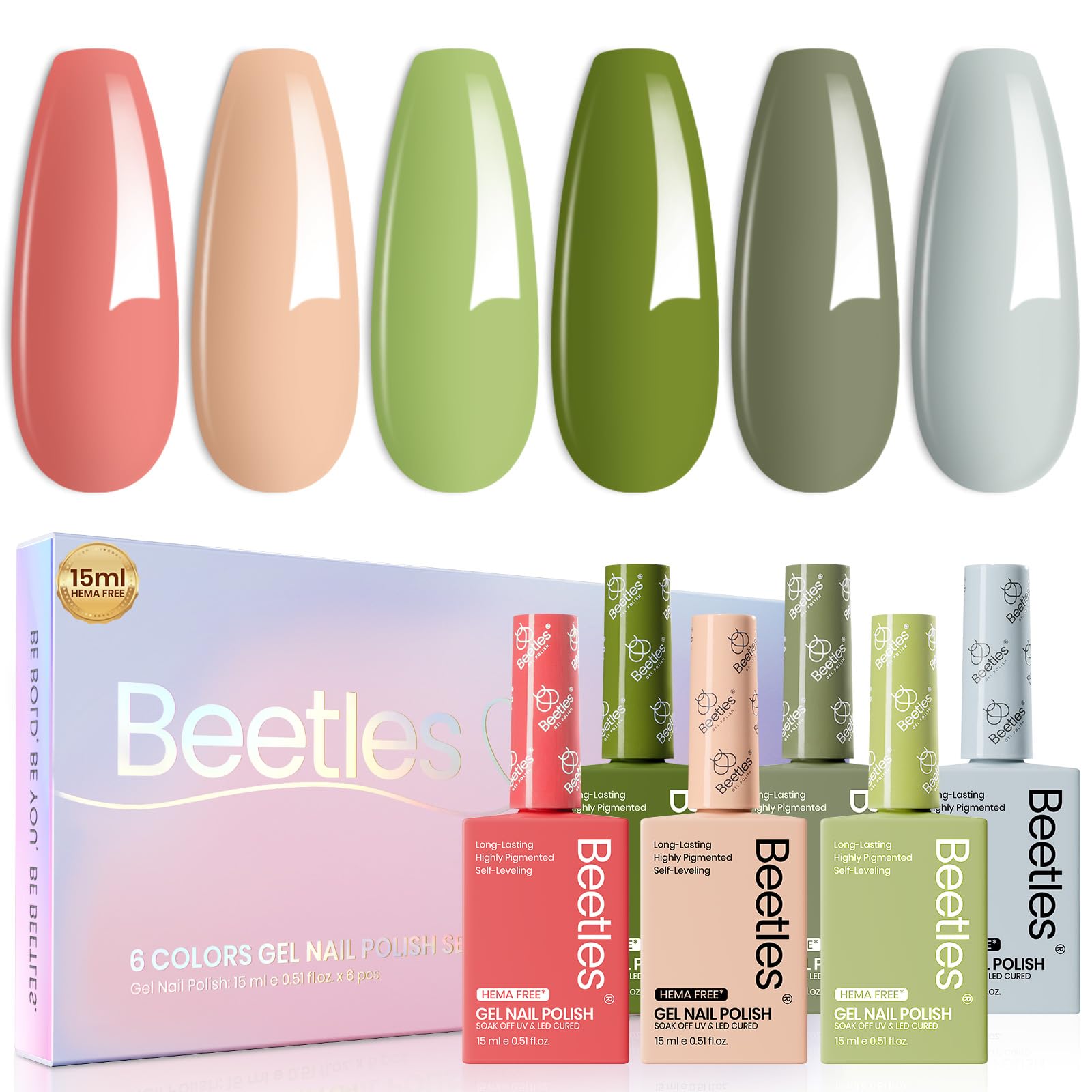 Beetles Gel Nail Polish Set main image shows HEMA-free formula for safer manicures