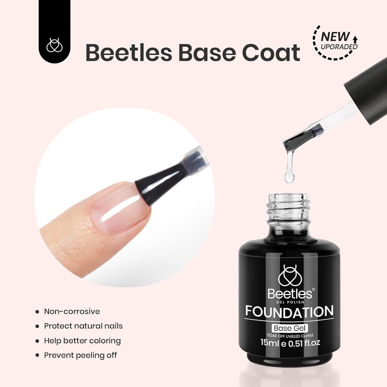 Beetles gel nail polish set packaging image emphasizing three-coat system