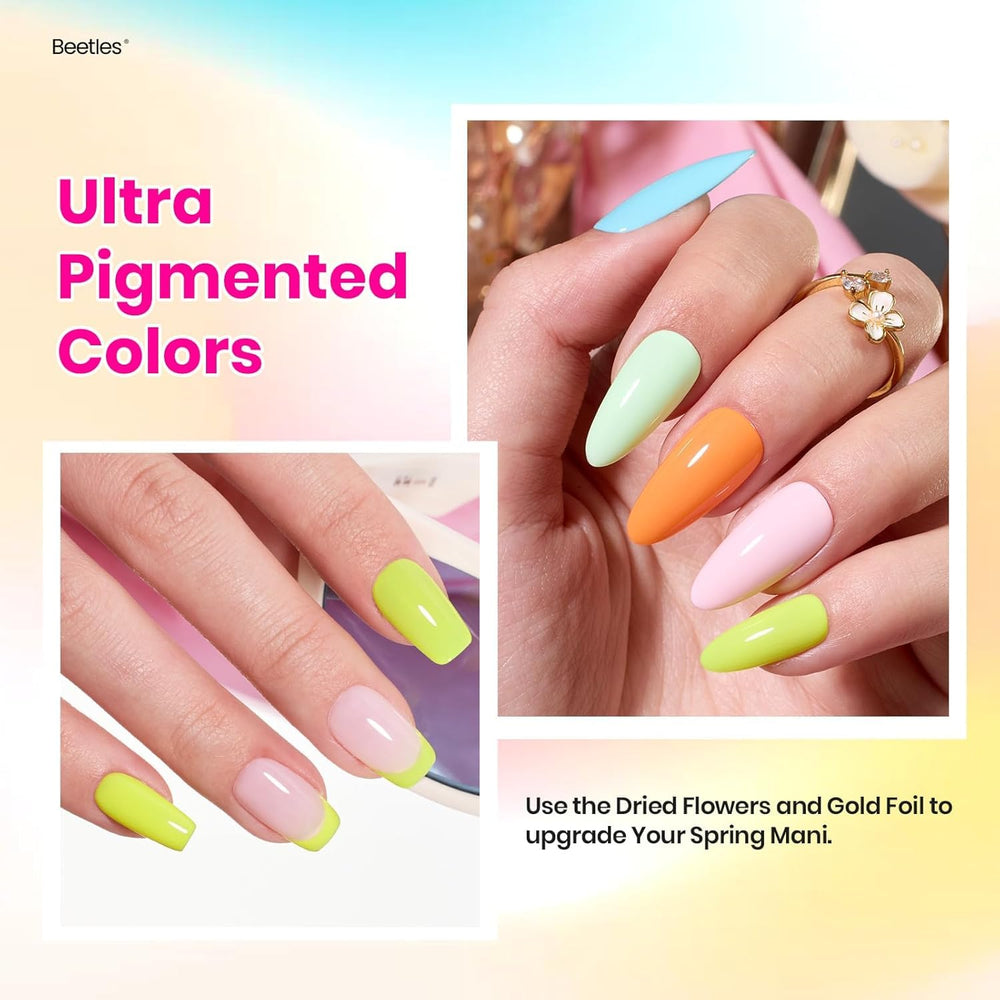 Beetles Gel Nail Polish Set matte top-coat bottle offers velvety, chic textures for contrast nails.
