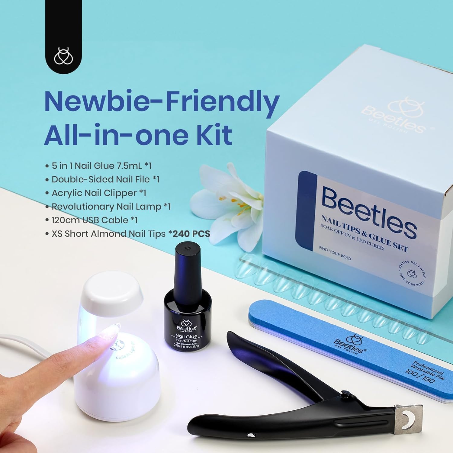 Beetles gel nail tips 240pcs enable quick extensions with 10 sizes