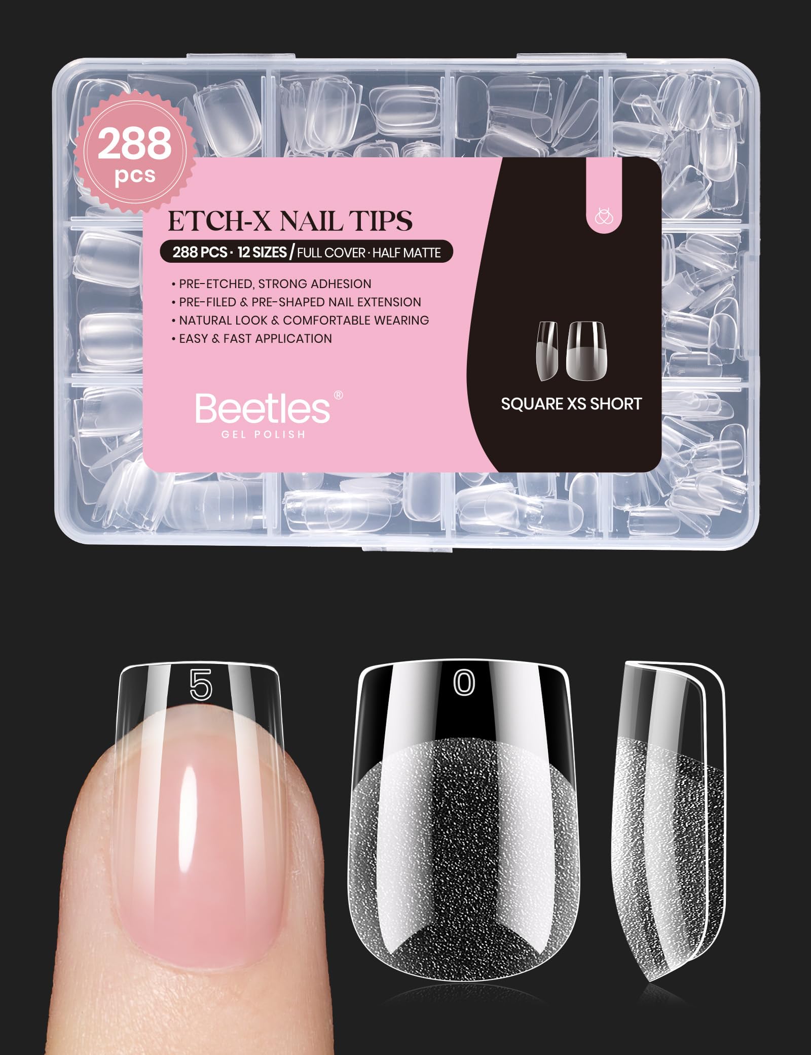 Beetles Gel Nail Tips 288-piece packaging for at-home manicure