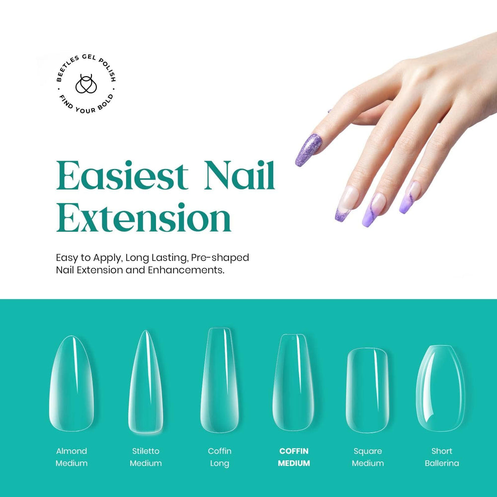 Beetles Gel Nail Tips showing 10 sizes for precise fit and faster nail art
