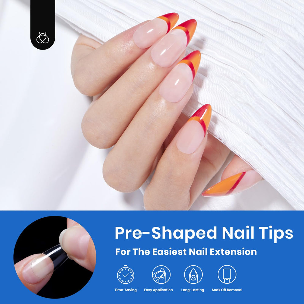 Beetles Gel Nail Tips almond medium closeup reveals durable full-cover nail tips