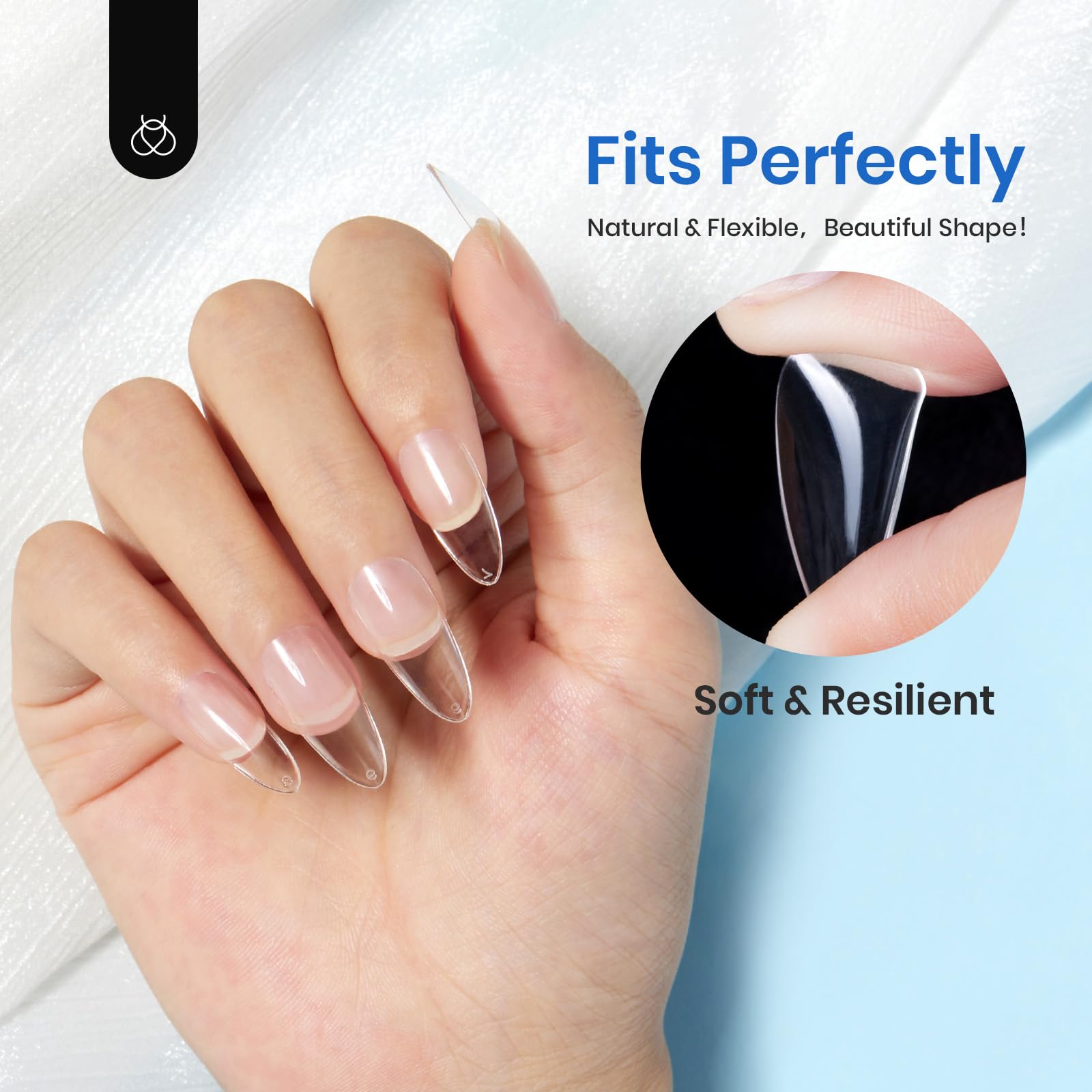 Beetles Gel Nail Tips almond medium full-cover design supports smooth gel application