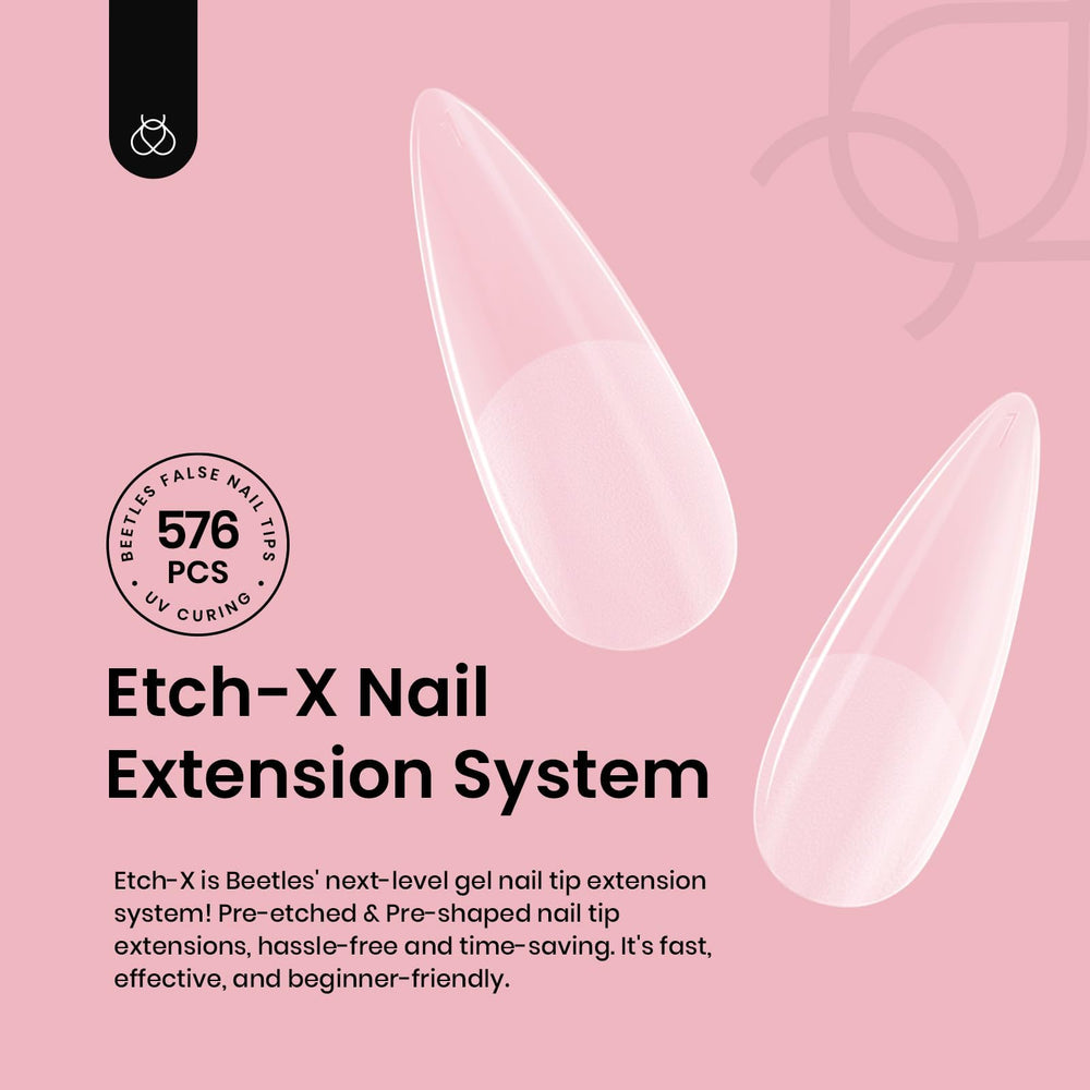 Beetles Gel Nail Tips Etch-X half-matte full-cover tips for natural-looking nails