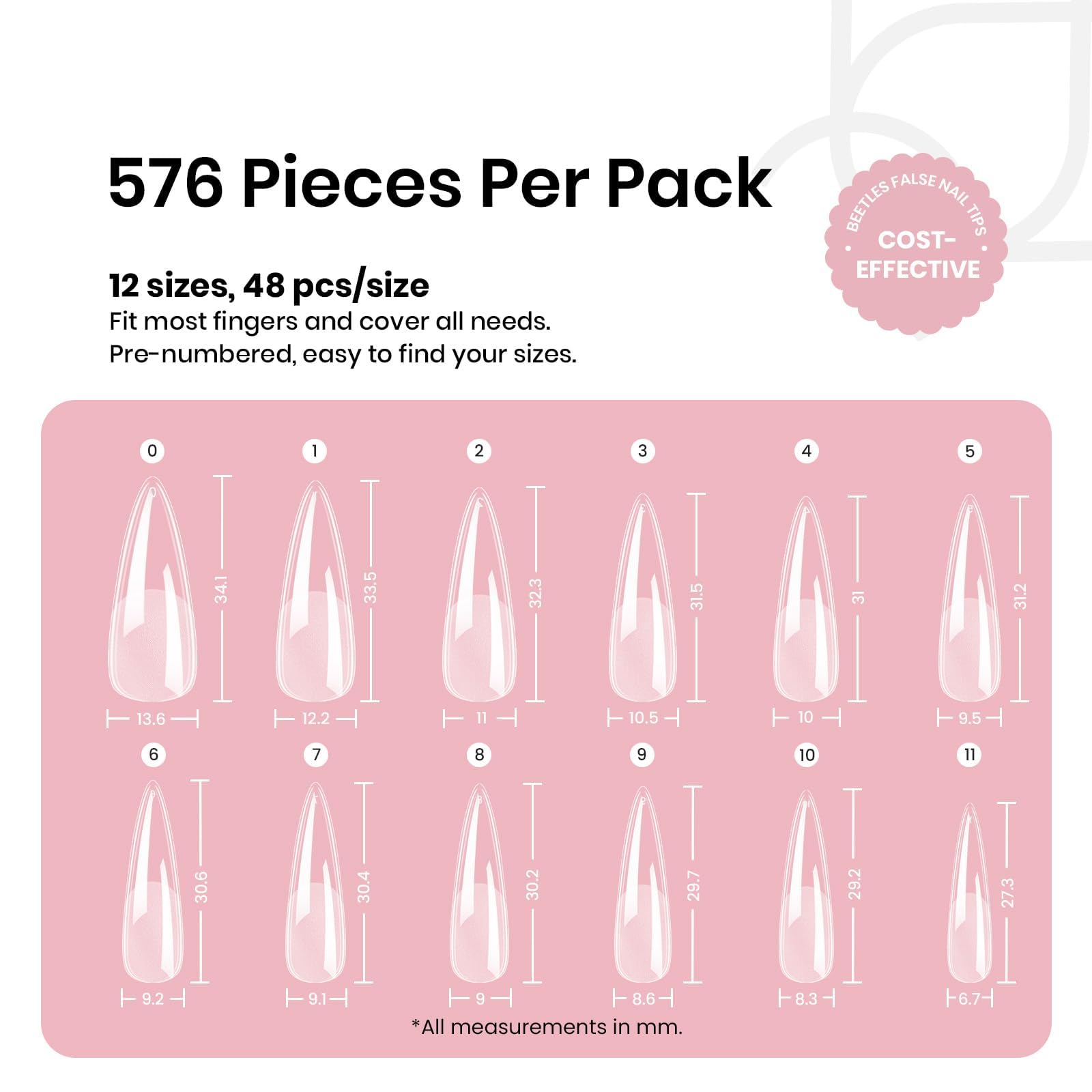 Beetles Gel Nail Tips Etch-X pre-shaped design reduces filing for quick manicures