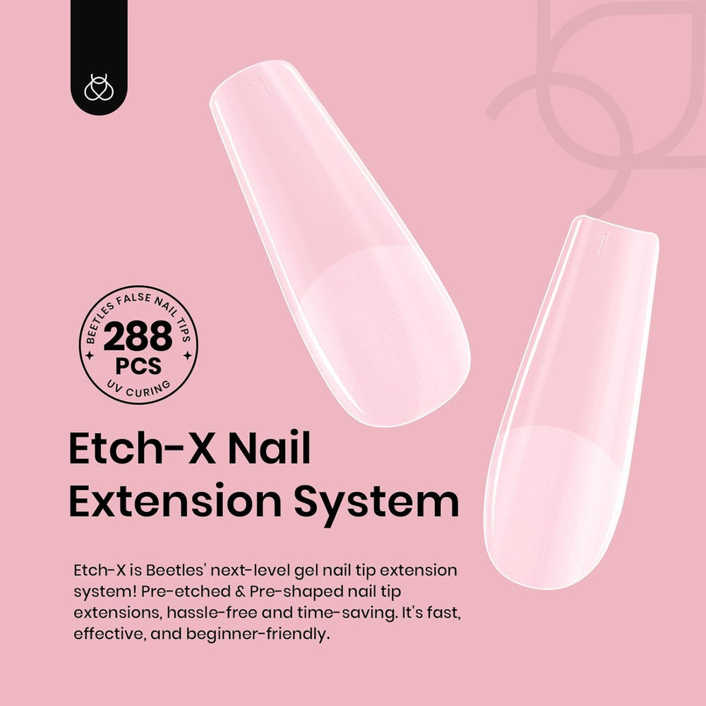 Beetles Gel Nail Tips Etch-X Square Medium 12 sizes helps precise fit and quick starts.