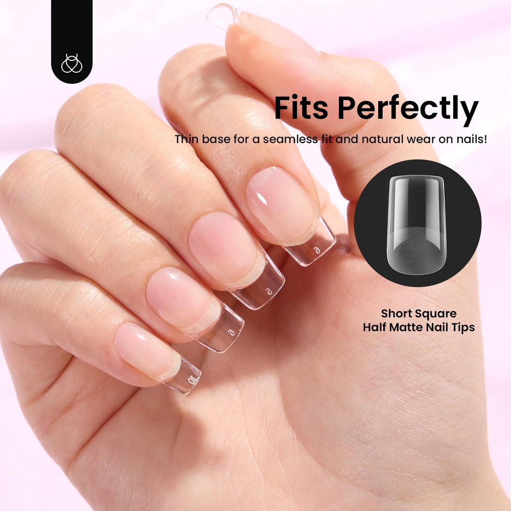 Beetles Gel Nail Tips Etch-X transparent tips invite custom nail art and embellishments.