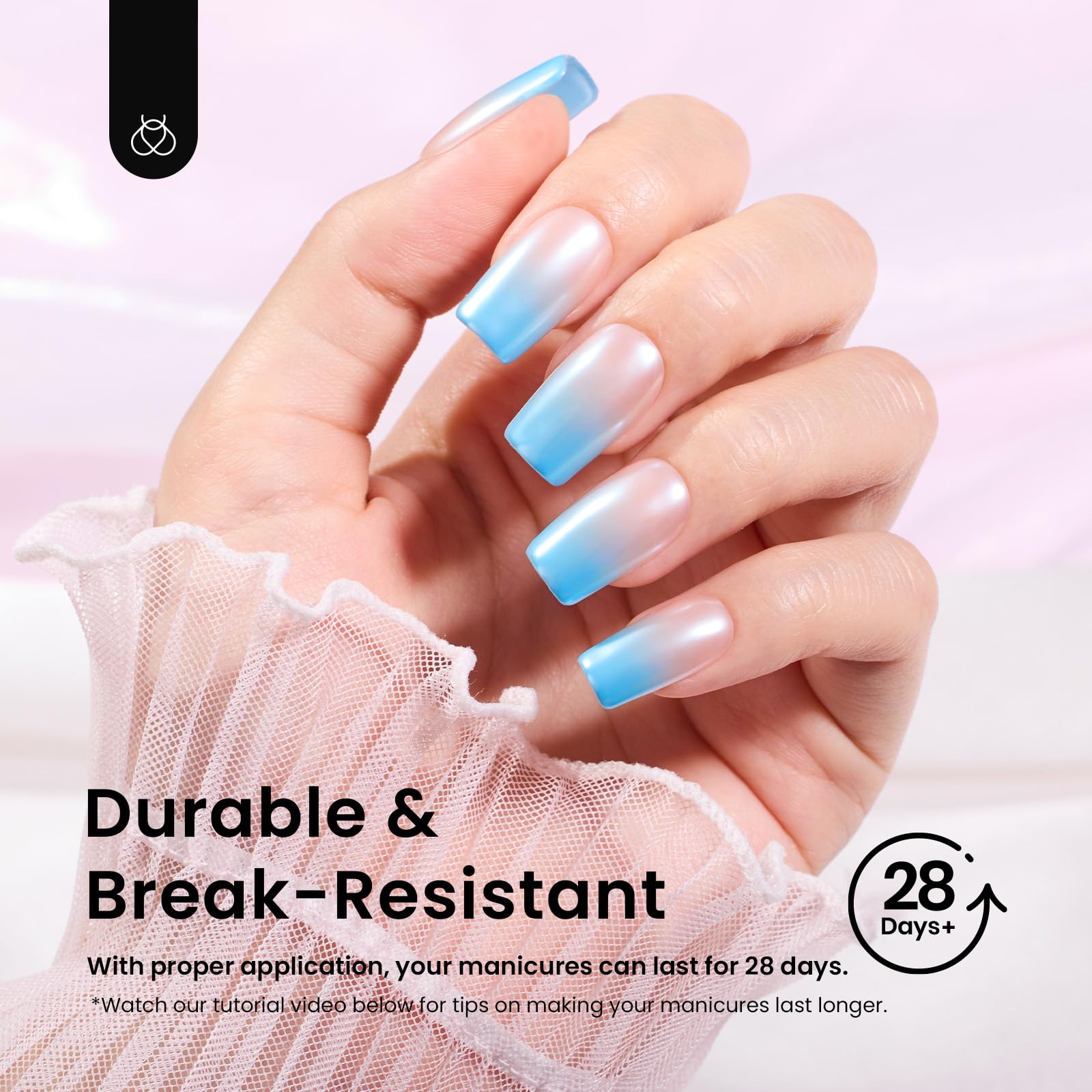 Beetles Gel Nail Tips Etch-X lightweight tips ensure comfortable wear throughout the day.