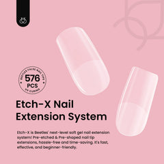 Beetles Gel Nail Tips Etch-X tips closeup reveals square-short shape for quick DIY nails.
