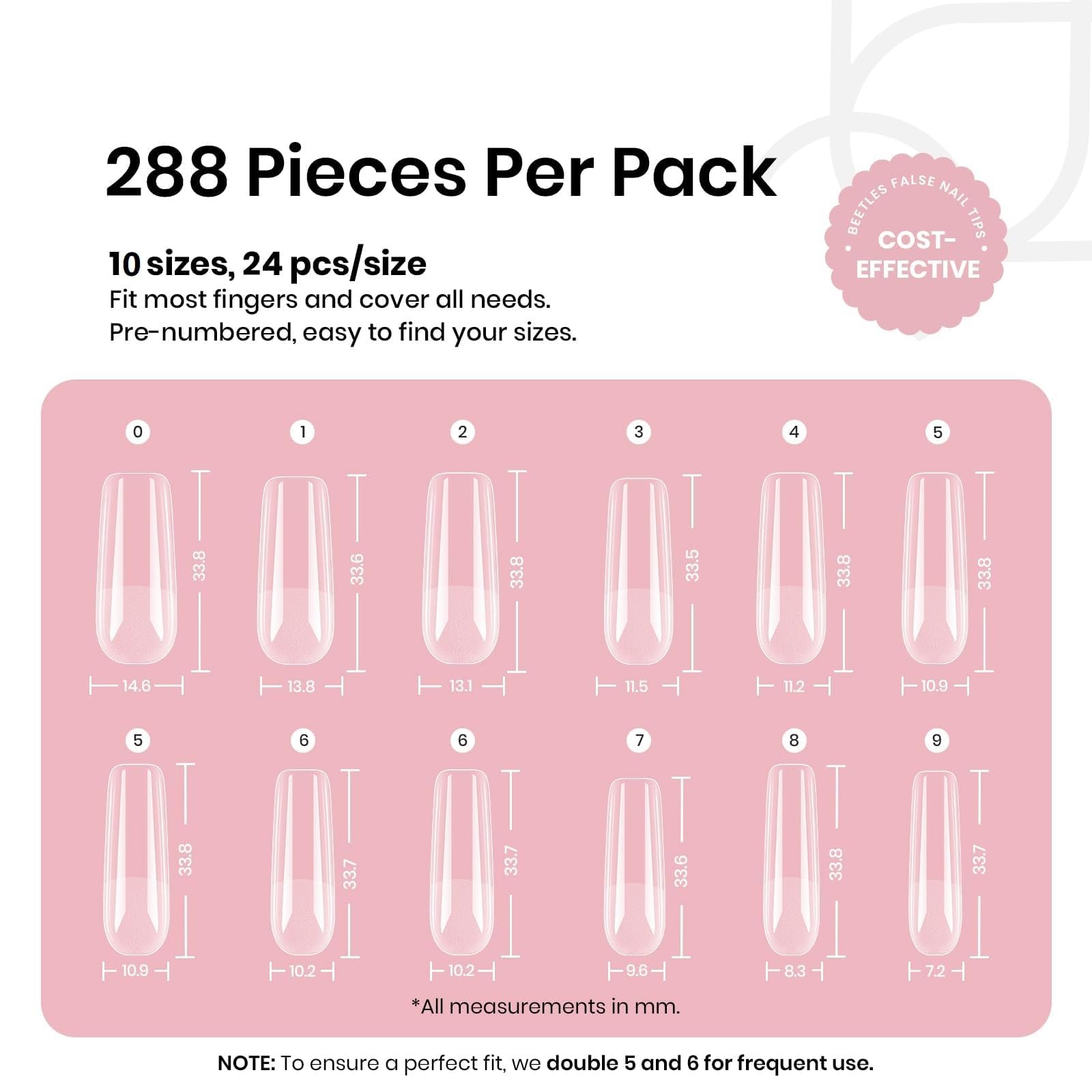 Beetles Gel Nail Tips half-matte inside surface for secure glue adhesion