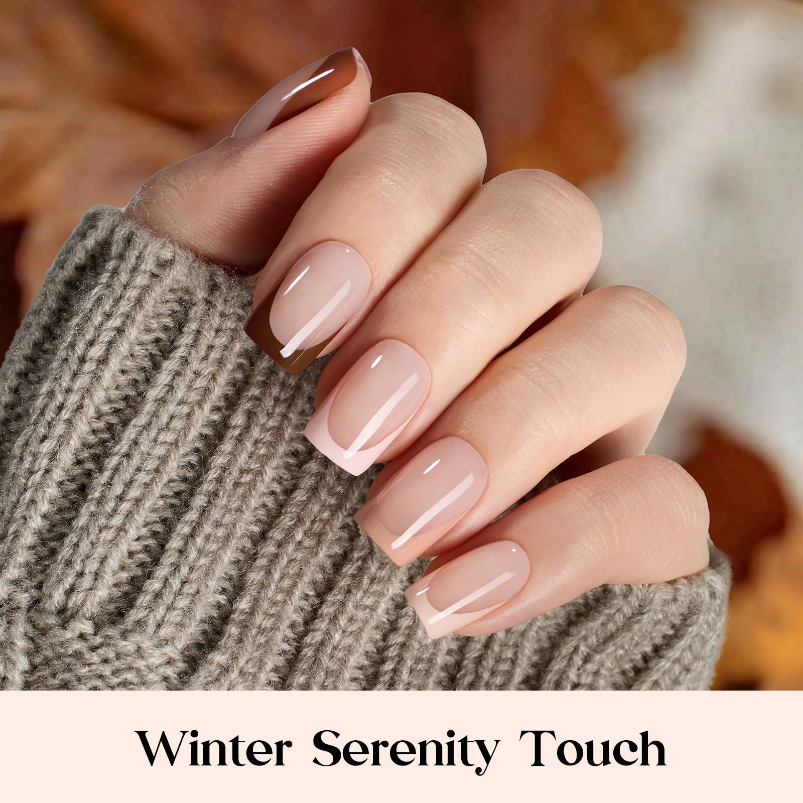 Beetles Gel Nail Tips Mocca Mousse French nude base with smooth finish
