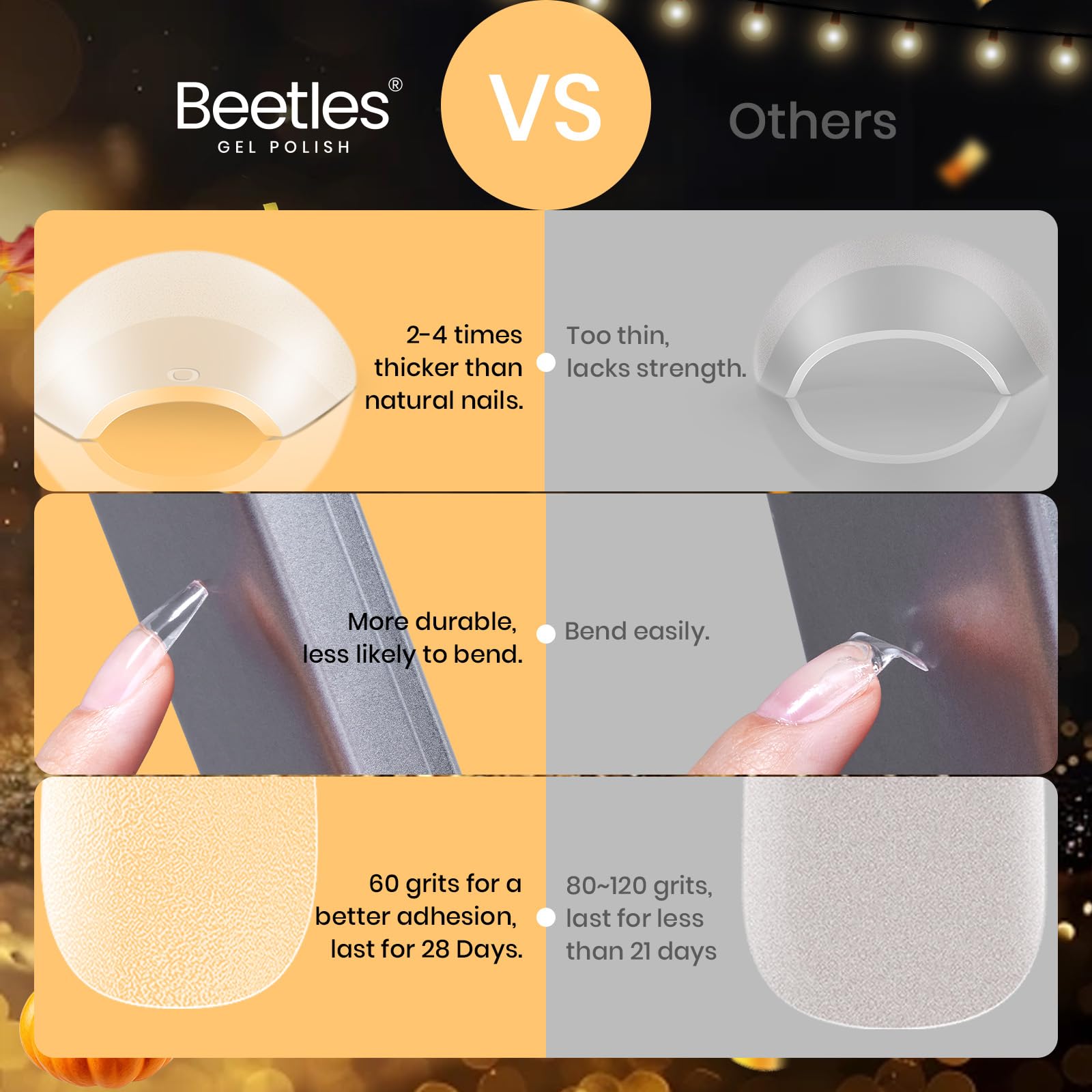 Beetles Gel Nail Tips PMMA material—breathable, low odor, natural look.