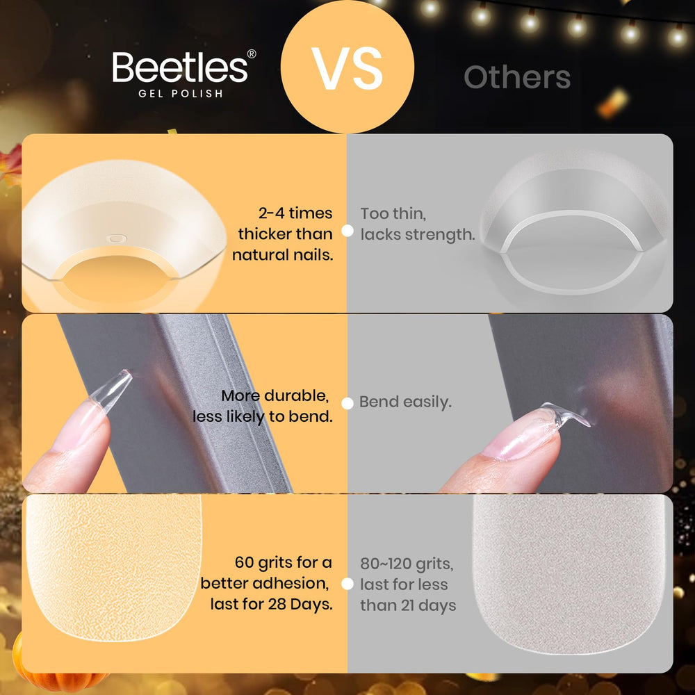 Beetles Gel Nail Tips PMMA material—breathable, low odor, natural look.