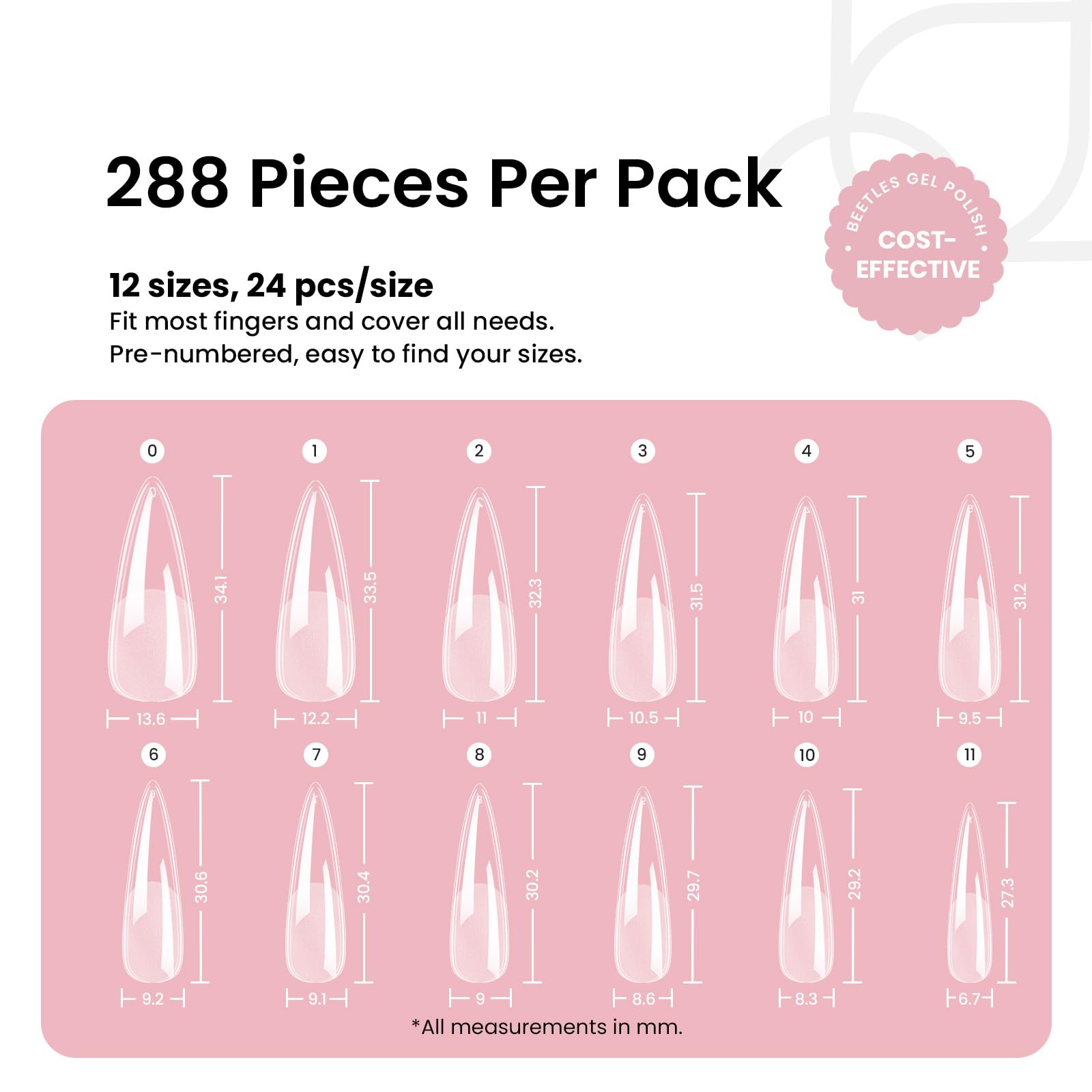 Beetles Gel Nail Tips stiletto medium shape ready to apply.