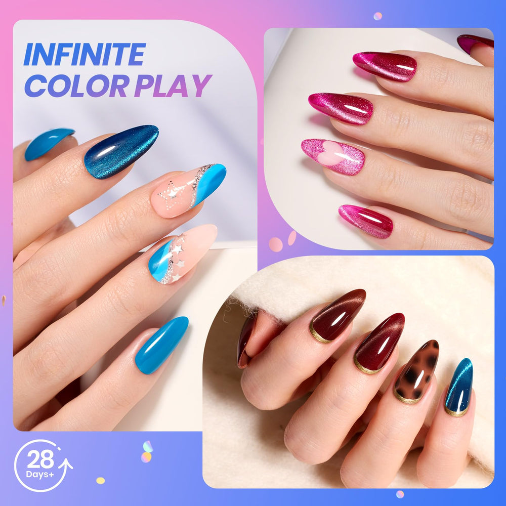 Beetles Gel Polish 75 PCS Deal Box color display shows solid, cat eye, and glitter gels