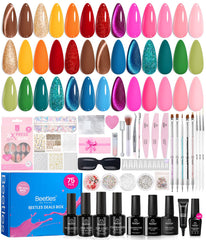 Beetles Gel Polish 75 PCS Deal Box front view with 20 winter colors for at-home nail art