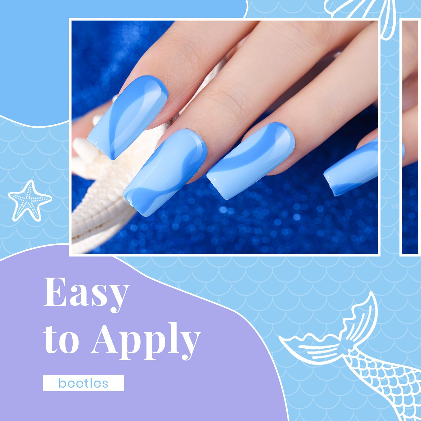 Beetles Gel Polish 910 aquamarine-teal: vibrant coastal vibe for splashy, durable color.