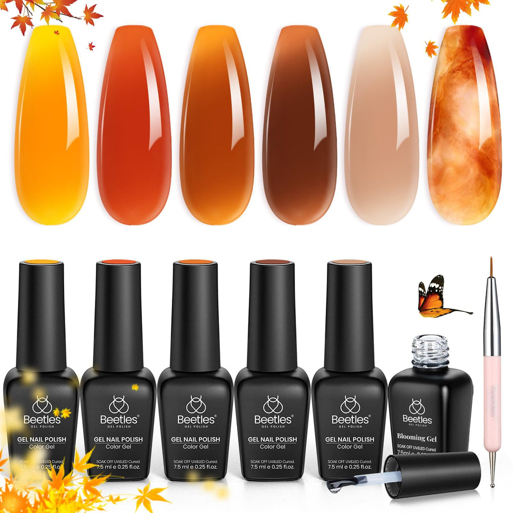 Beetles Gel Polish Amber Chic Jelly for translucent, buildable fall nails.