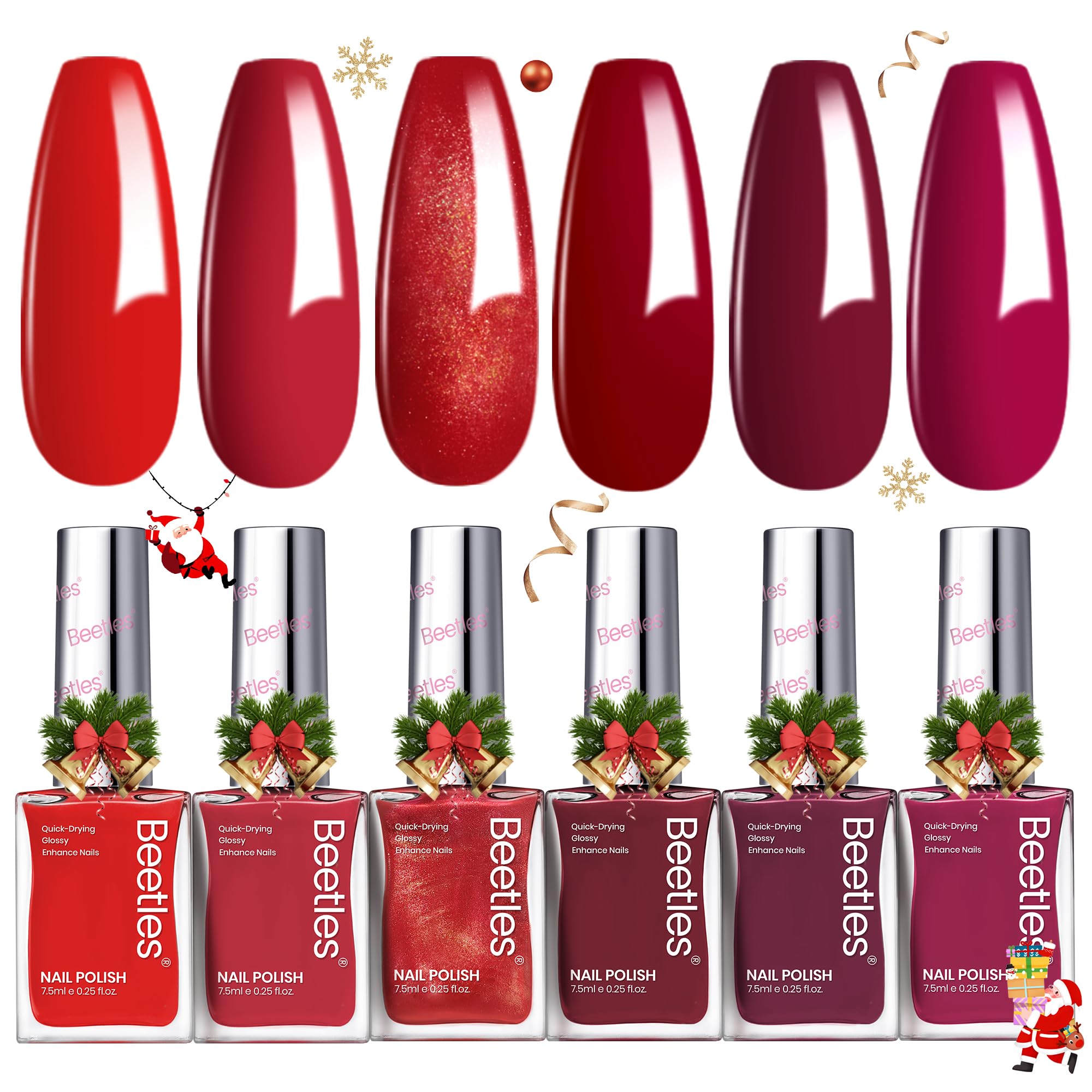Beetles Gel Polish Blazing Rose 6-color set shown for bold holiday nails and everyday looks.