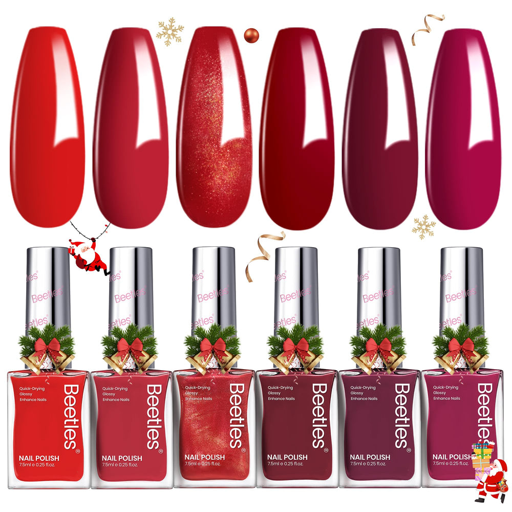 Beetles Gel Polish Blazing Rose 6-color set shown for bold holiday nails and everyday looks.