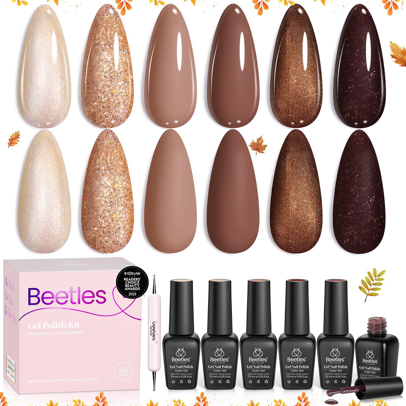 Beetles Gel Polish Brownie Bliss set front view for fall manicure ideas.