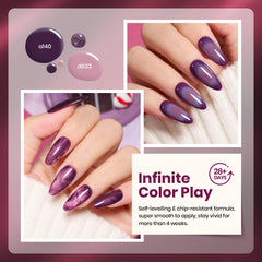 Beetles Gel Polish cat-eye glitter close-up highlights shimmering purple accents for dramatic nails.