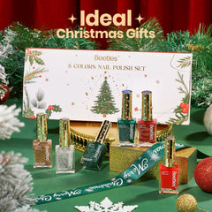 Beetles Gel Polish Christmas green glitter bottle showcases long-lasting festive color.