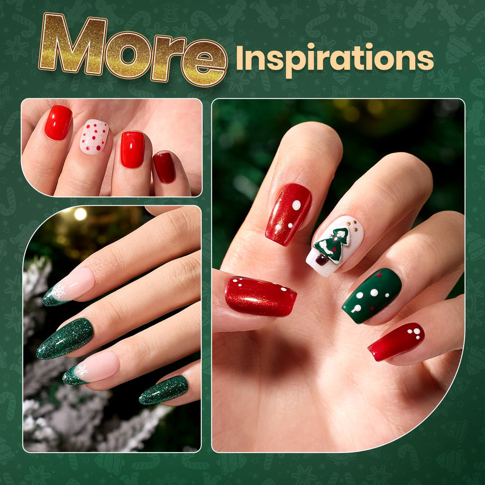 Beetles Gel Polish Christmas nails design shows versatile festive art for Christmas outfits.