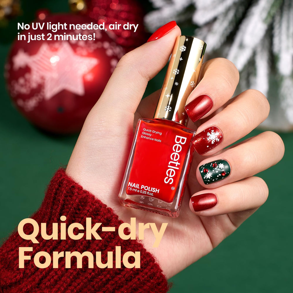 Beetles Gel Polish Christmas quick-dry glossy-finish bottle enables effortless home manicure.