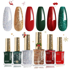 Beetles Gel Polish Christmas red glitter bottle shows quick-dry, bold holiday sparkle.