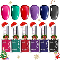 Beetles Gel Polish Christmas red swatch shows quick-dry color for holidays.