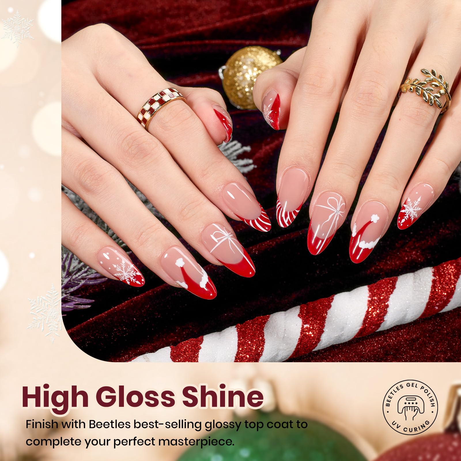 Beetles Gel Polish Christmas Set Rose Gold Silver for chic holiday sparkle