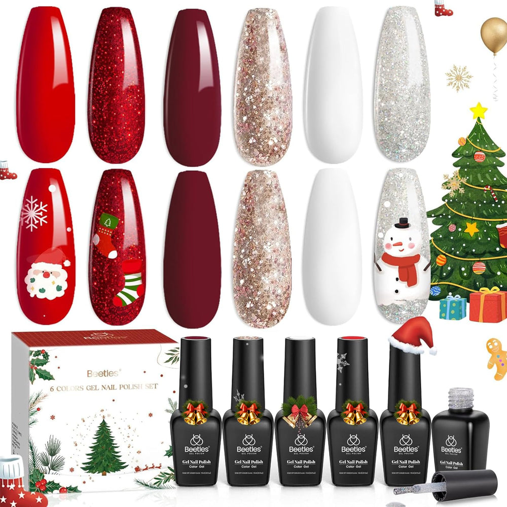 Beetles Gel Polish Christmas Set Snow White Sparkle for festive DIY manicure