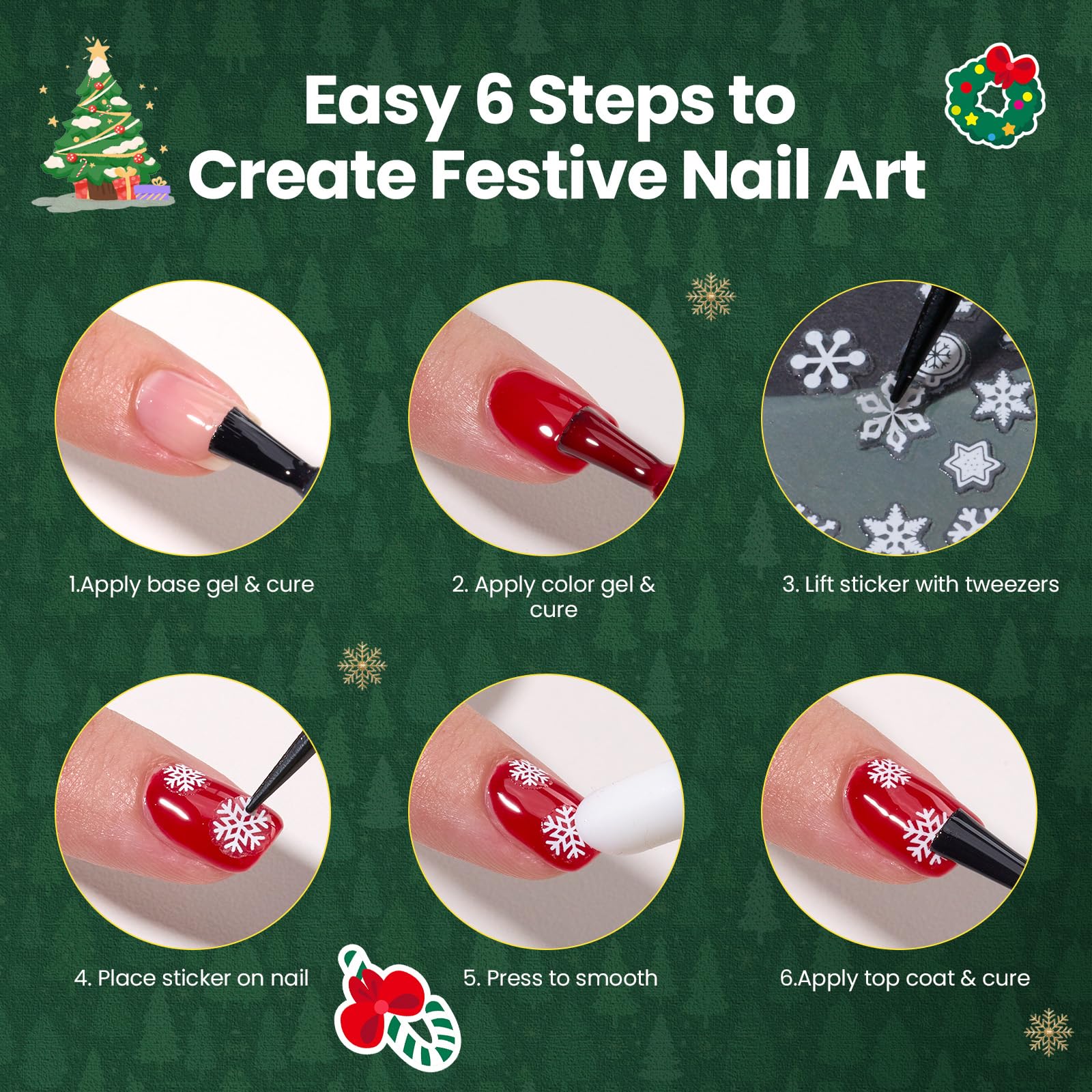 Beetles Gel Polish Christmas stickers holiday decor for nails and more.