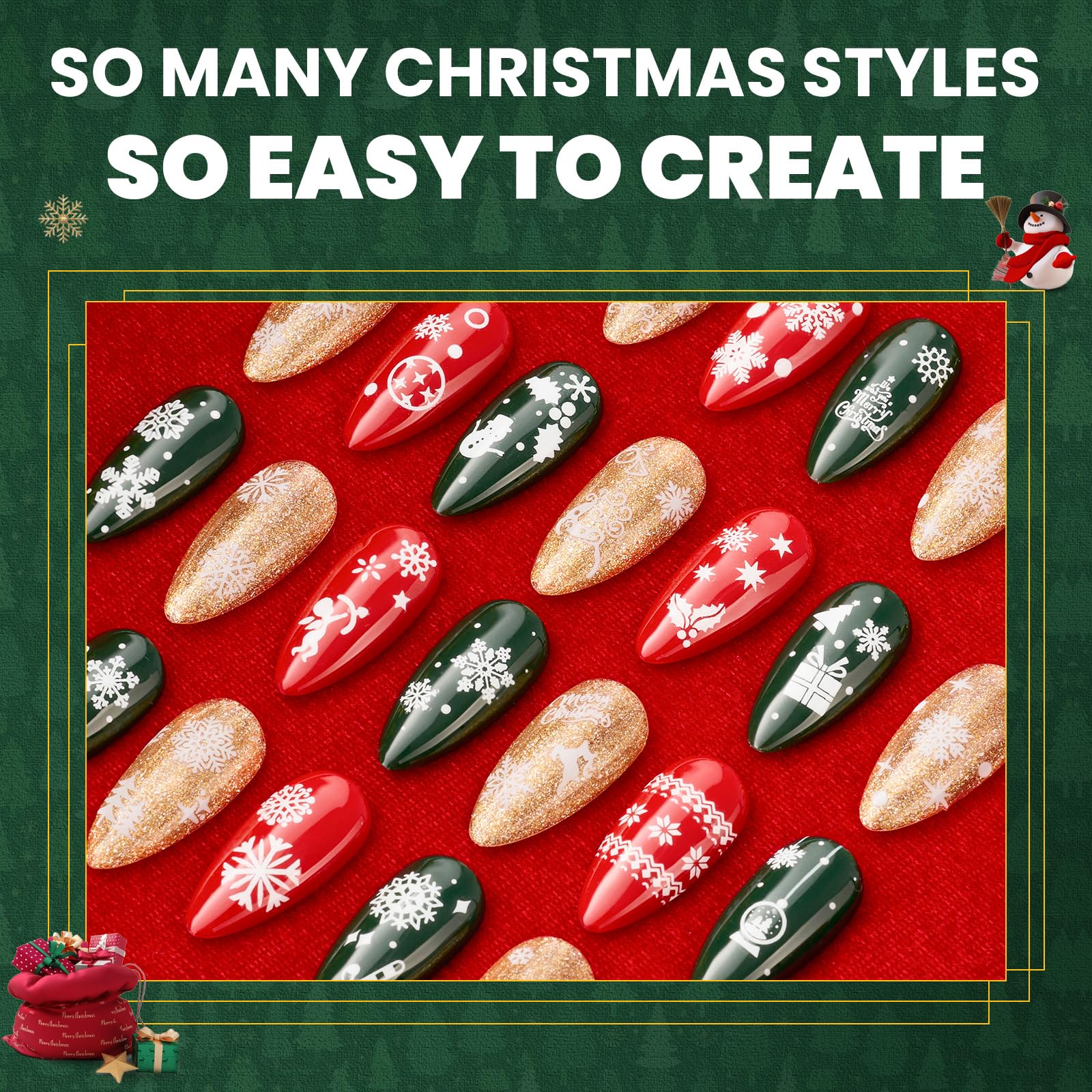 Beetles Gel Polish Christmas stickers snowmen design for cute seasonal nails.